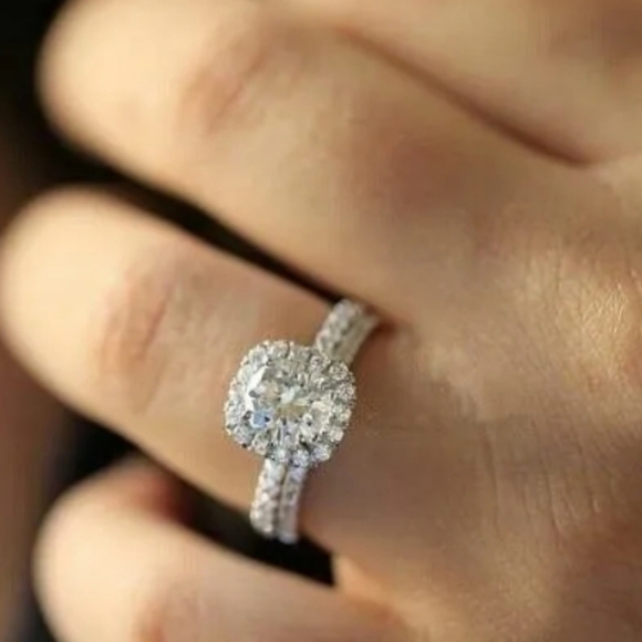 Engagement set NEW Bridal set rhinestone in 925 silver - Picture 3 of 6